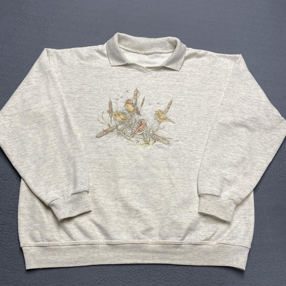 Northern Reflections Sweatshirt Womens XL Gray Pullover Bird Graphic Glitter